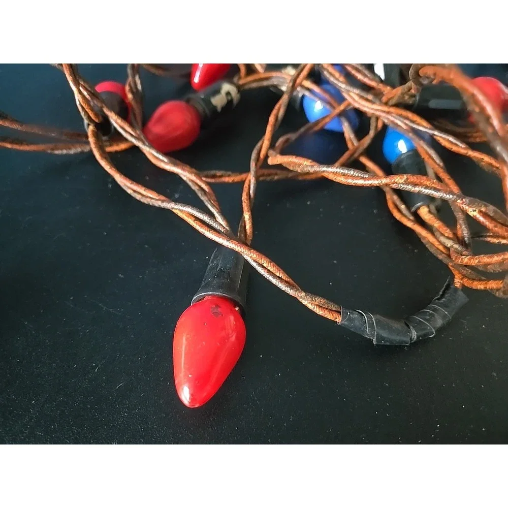Vintage Antique Light Strands  Christmas Lights Red Blue